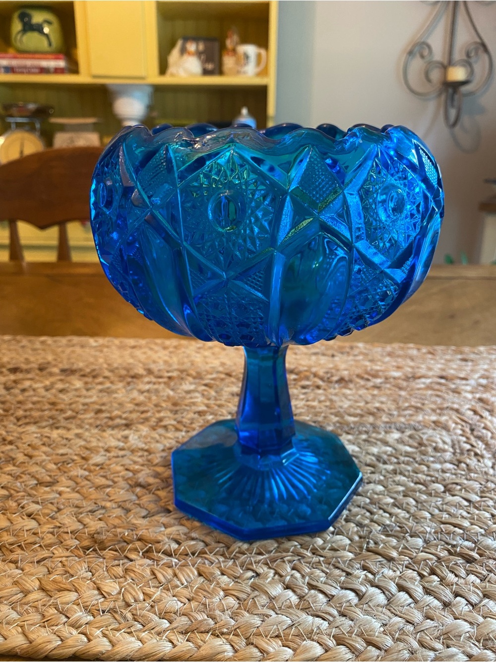Vintage Star-Cane Sapphire Candy Dish